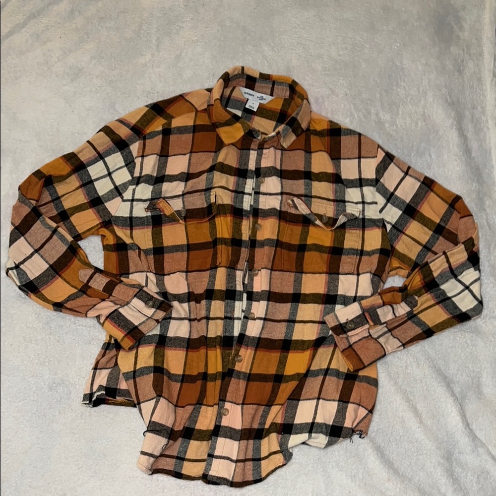 Plaid Flannel Shirt in Brown and Tan
